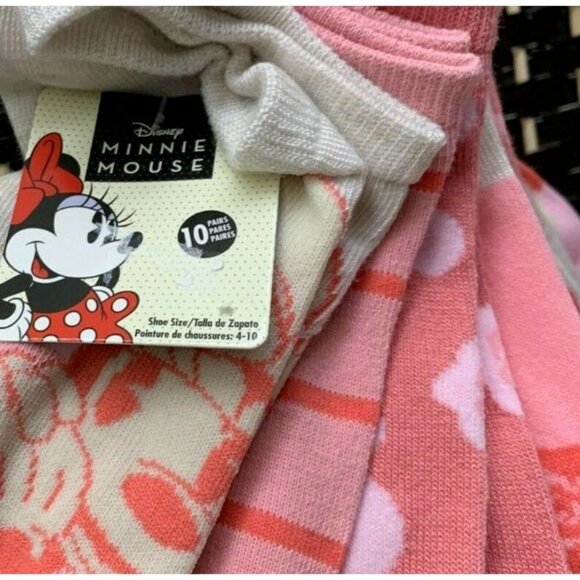 Disney Pink Assorted Minnie Mouse Graphic Collection No-Show Socks-10 Pk - Picture 4 of 5